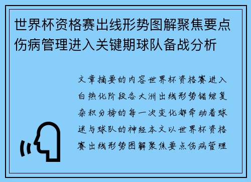 世界杯资格赛出线形势图解聚焦要点伤病管理进入关键期球队备战分析 世界杯资格赛出线形势图解聚焦要点伤病管理进入关键期球队备战分析